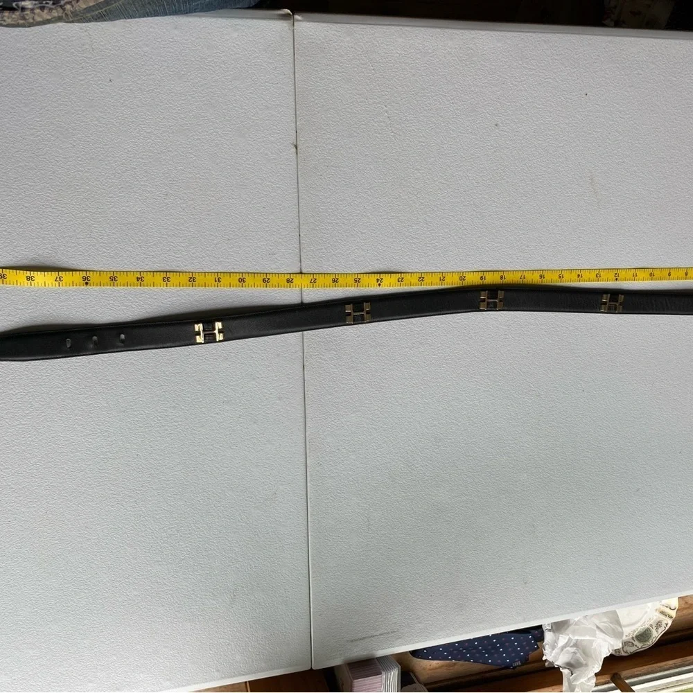 Roberto Bellido Black and Gold Leather Belt Size 36